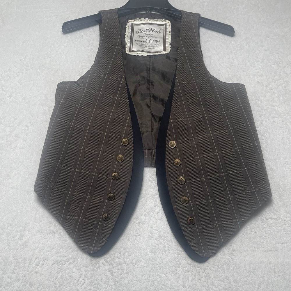 Rose Wish Women's Plaid Pattern Vest Size S